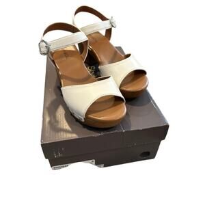Style & Co Anddreas White Block Heel Sandals Women’s Open Toe Ankle Strap‎